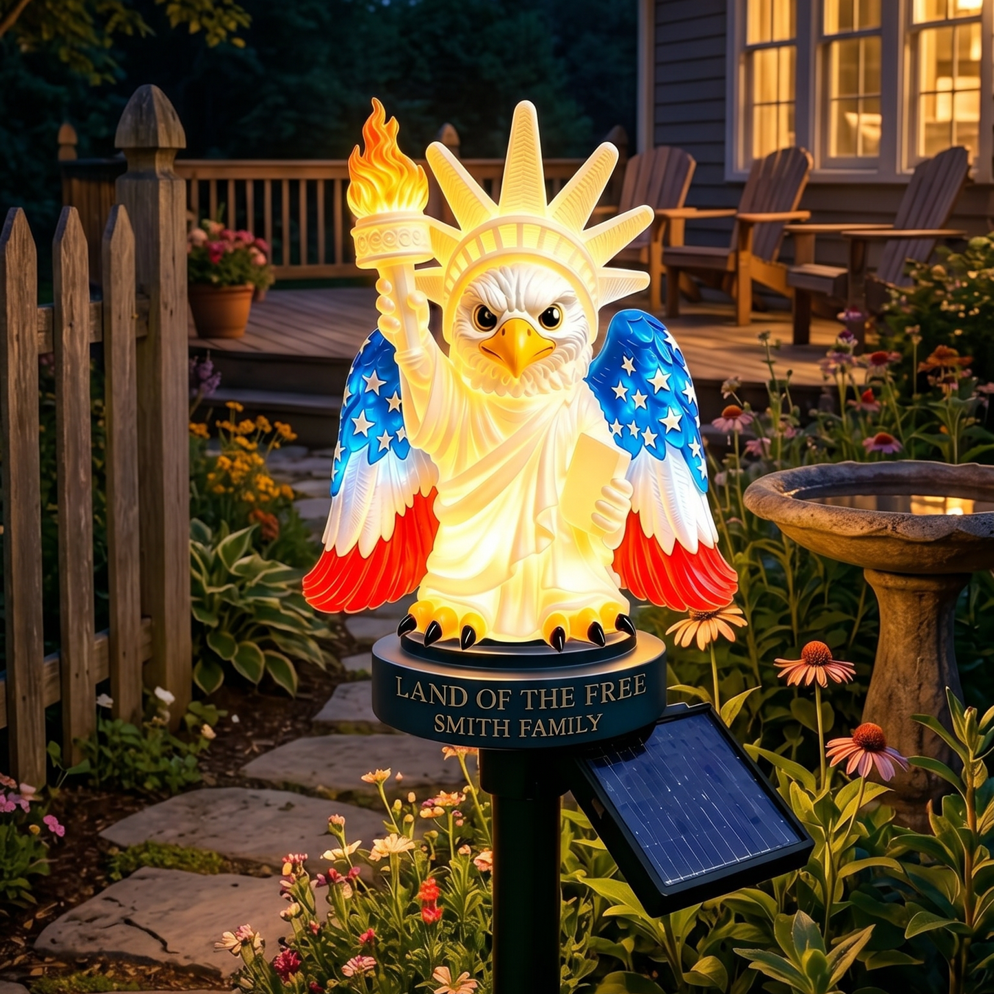 Cute Freedom Eagle Solar Garden Stake Light