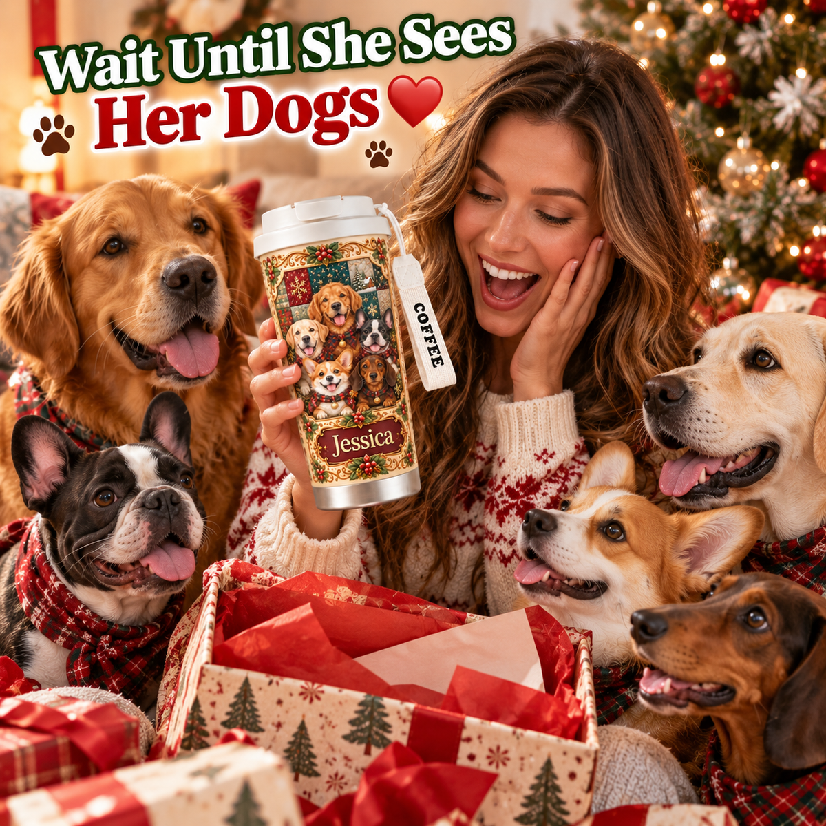Personalized Dog Mom Tumbler, All Her Fur Babies in One Special Gift