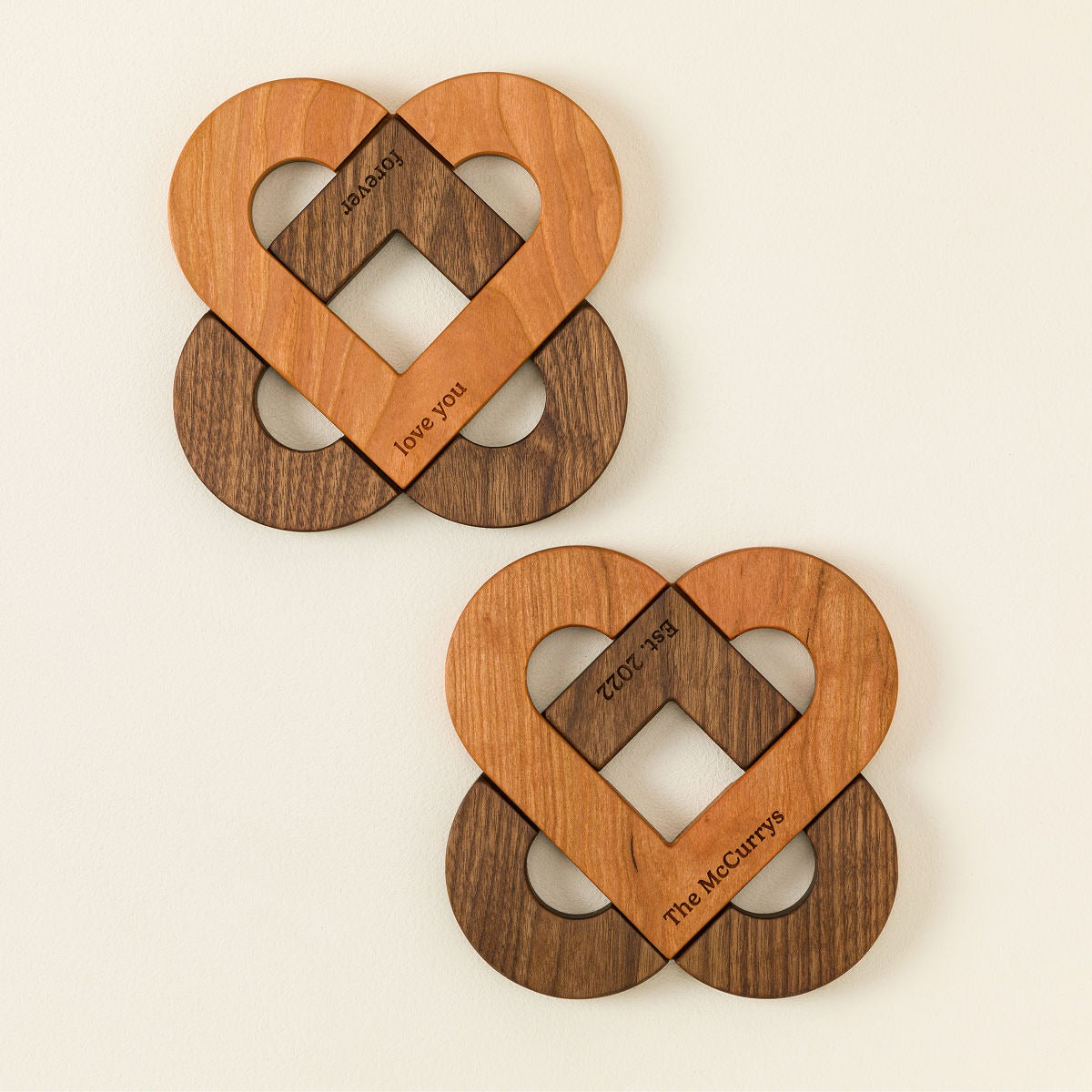 Personalized Interlocking Hearts Trivet Set