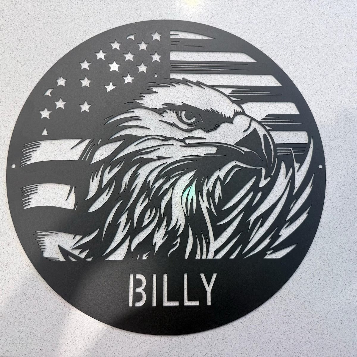 Custom Eagle US Flag Metal Sign