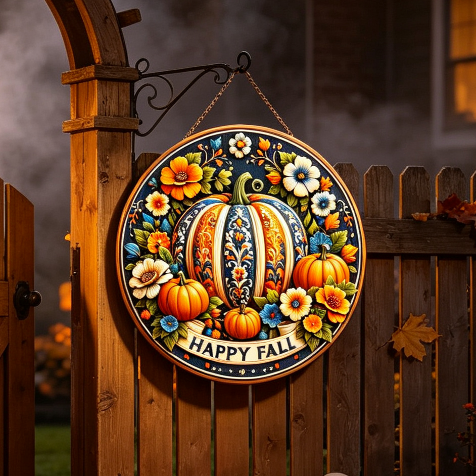 Fall Pumpkin Door Sign – Cozy Autumn Welcome Decor 🍂