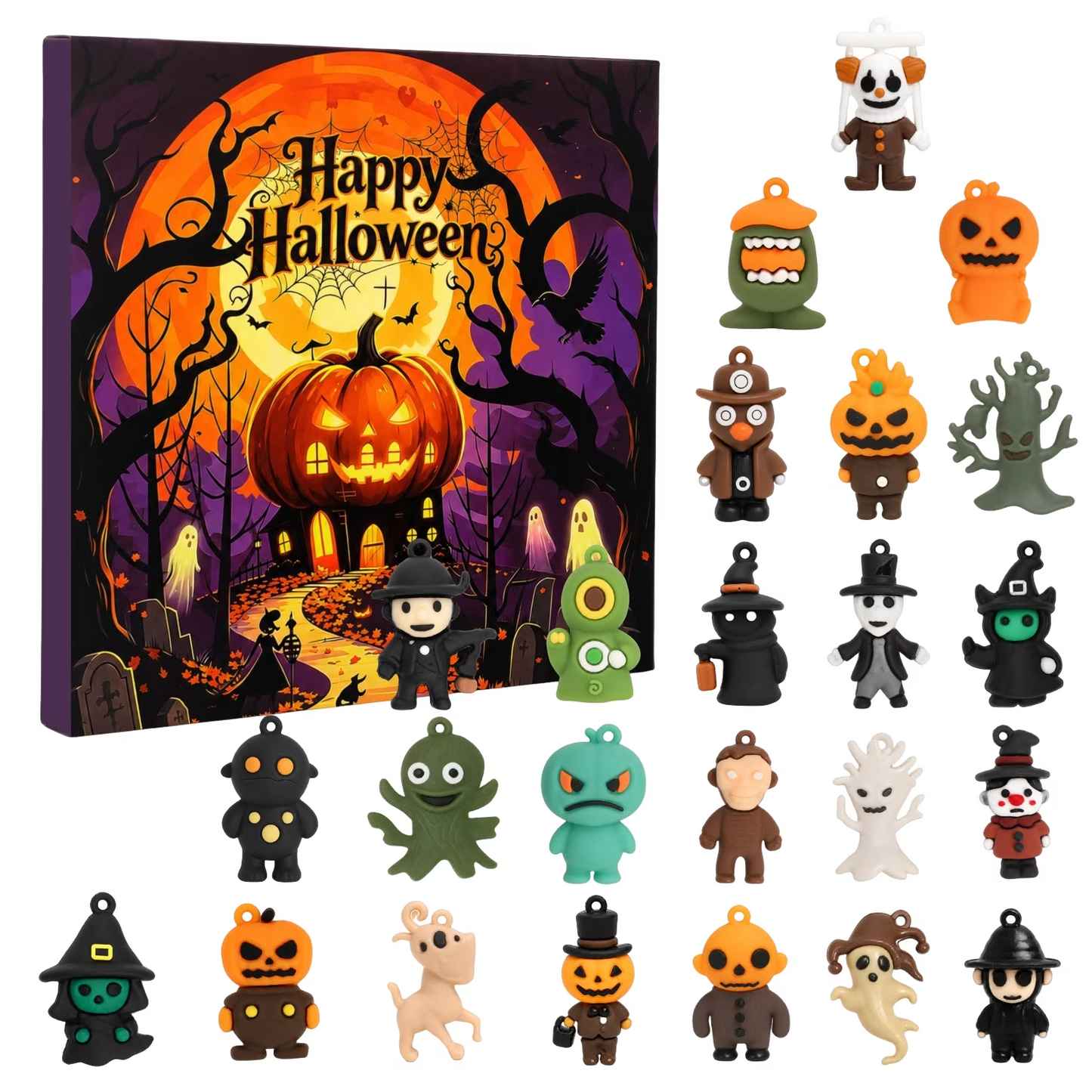2026 Halloween Countdown Calendar – 24 Surprise Mini Figure Charms for Kids