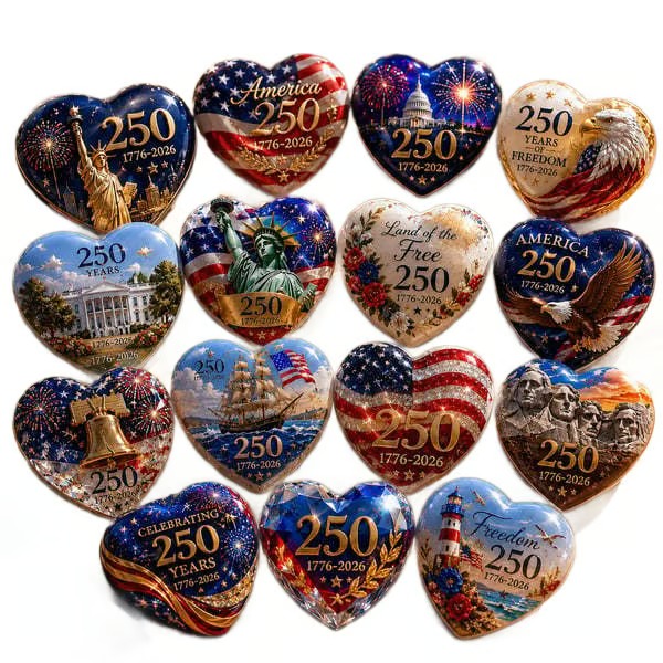 America 250th Anniversary Commemorative Heart Ornament Collection