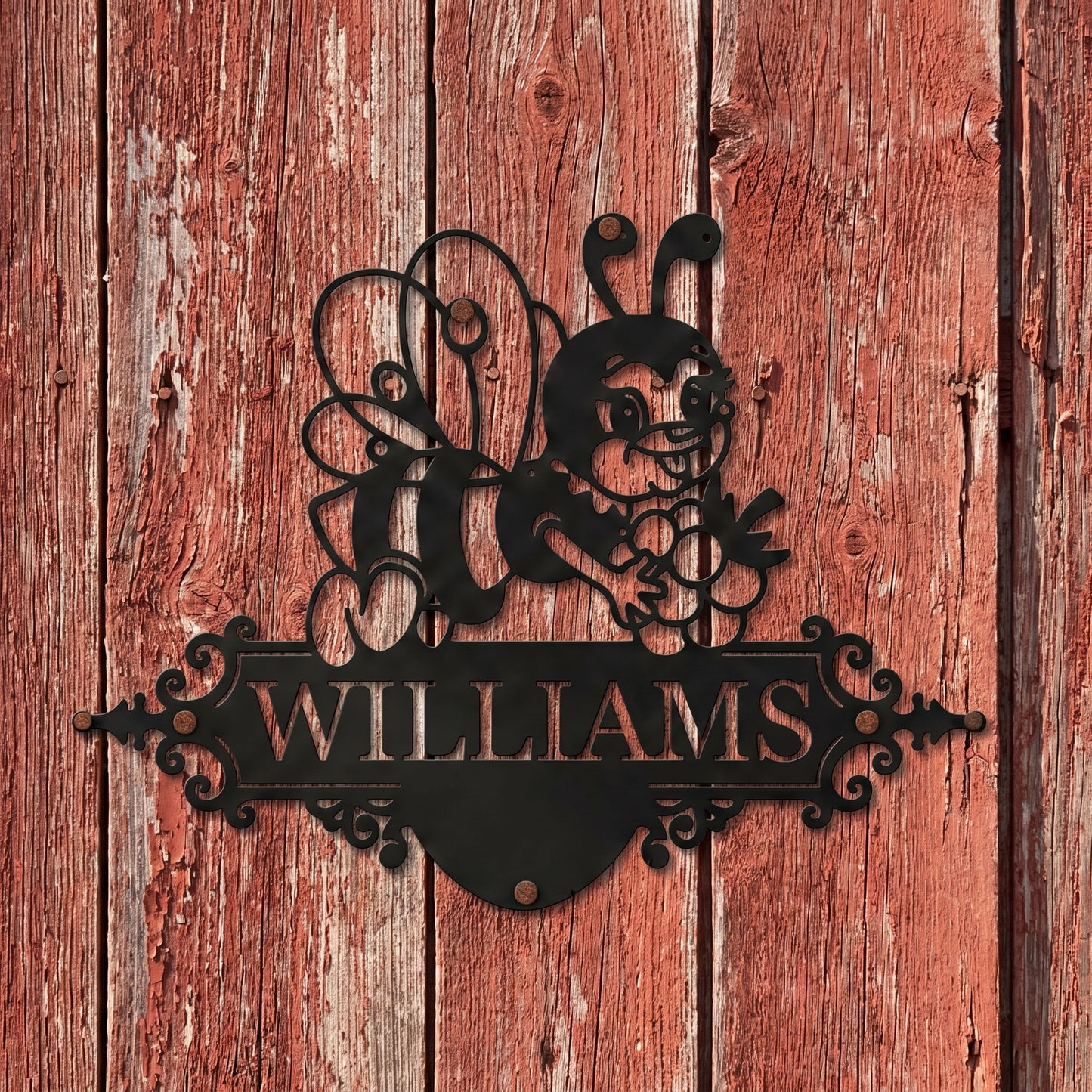 Custom Cute Bee Metal House Sign