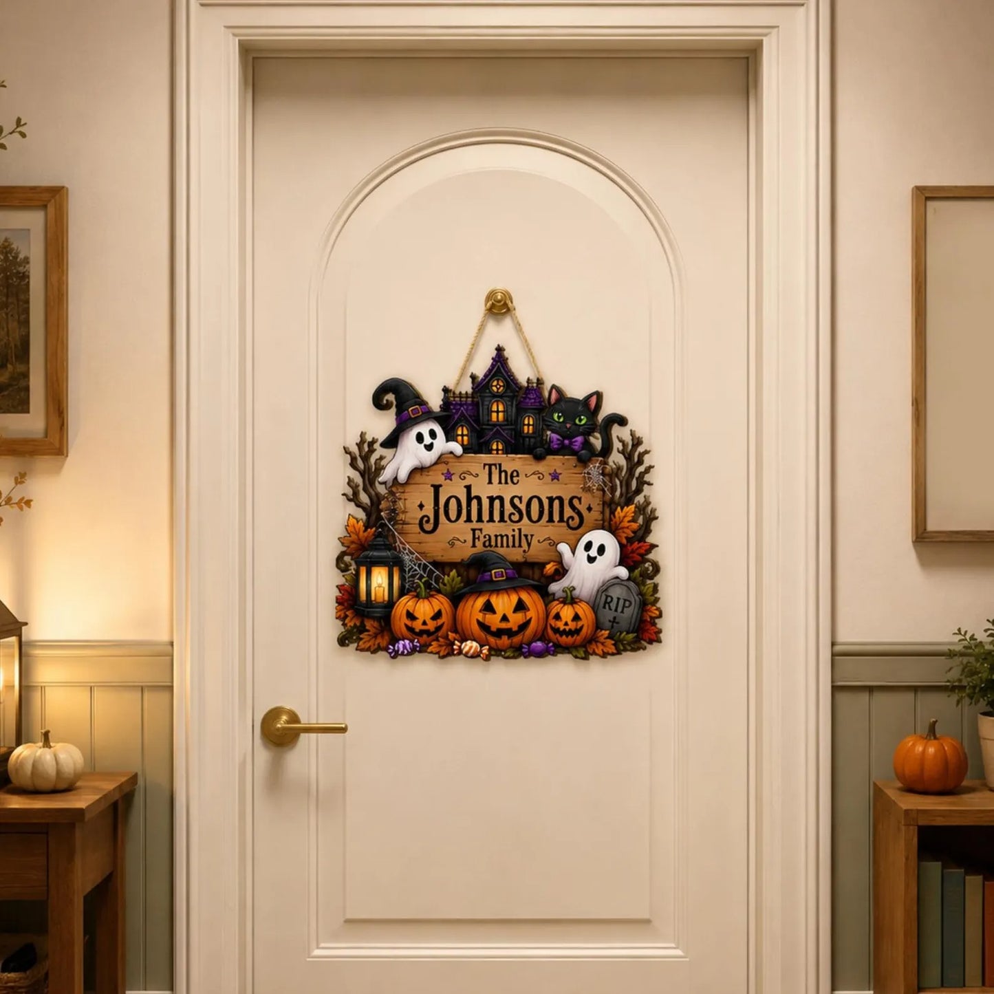 Custom Pumpkin Ghost Wooden Sign,Fall Porch Welcome Sign