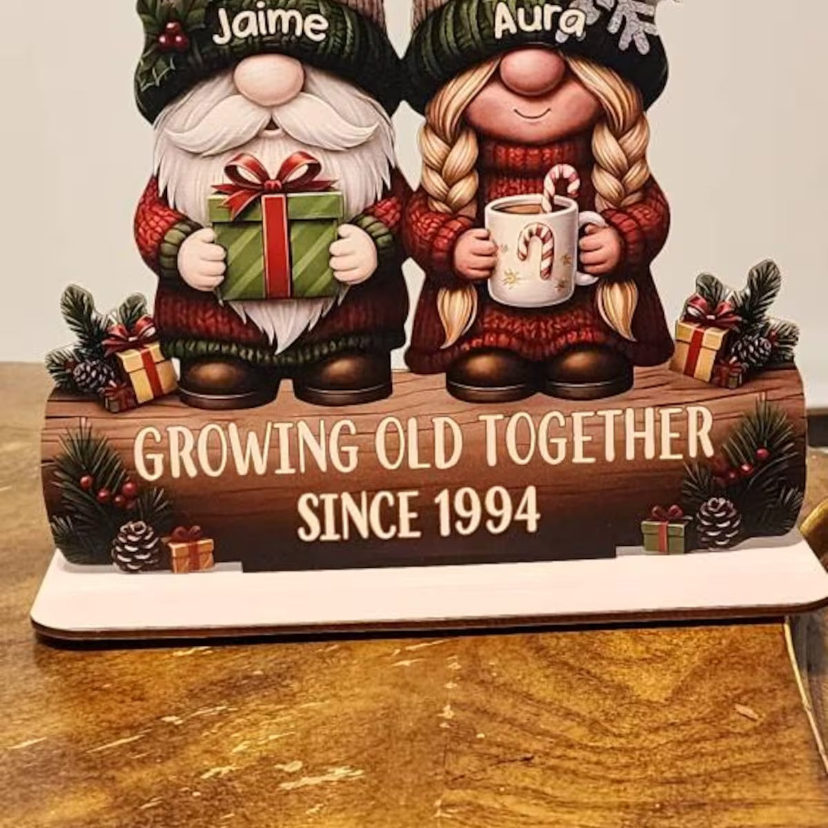 Custom Couple Growing Old Together Wooden Plaque