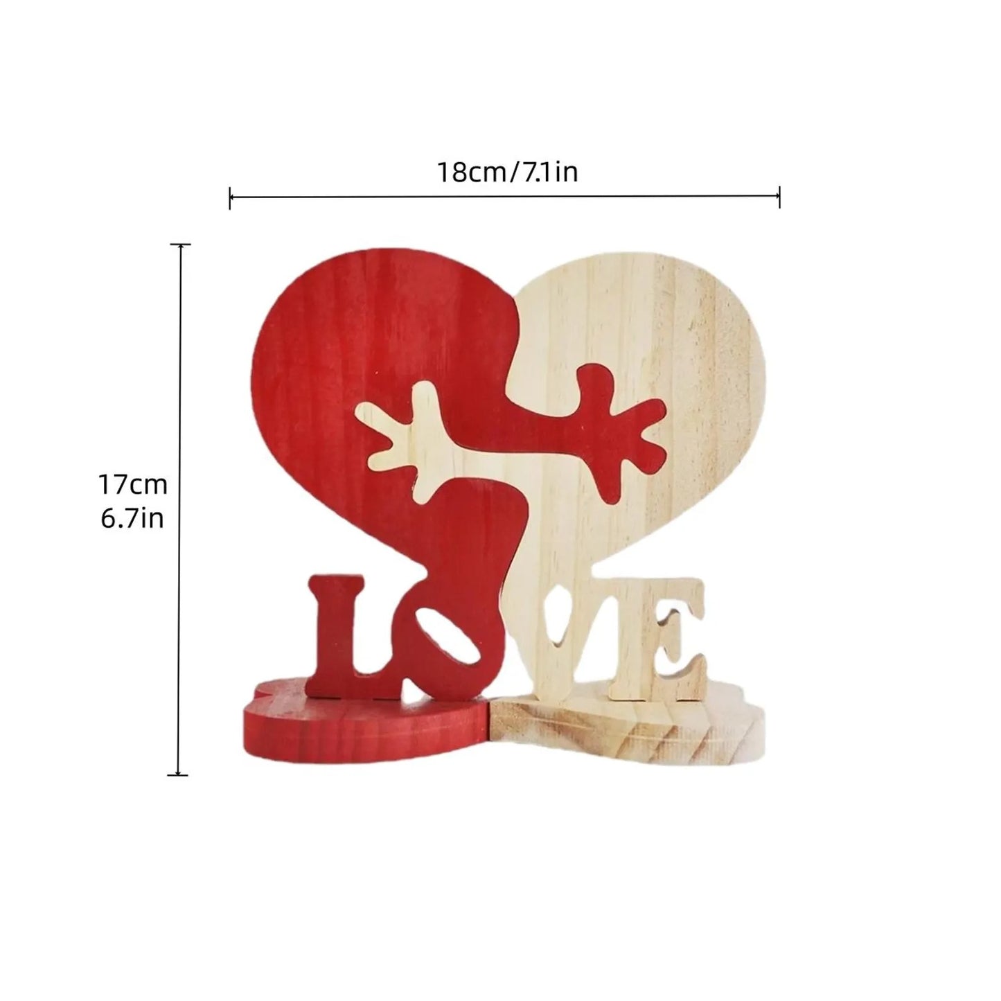 Personalized Intertwined Heart-Shaped Wooden Couple Figurine