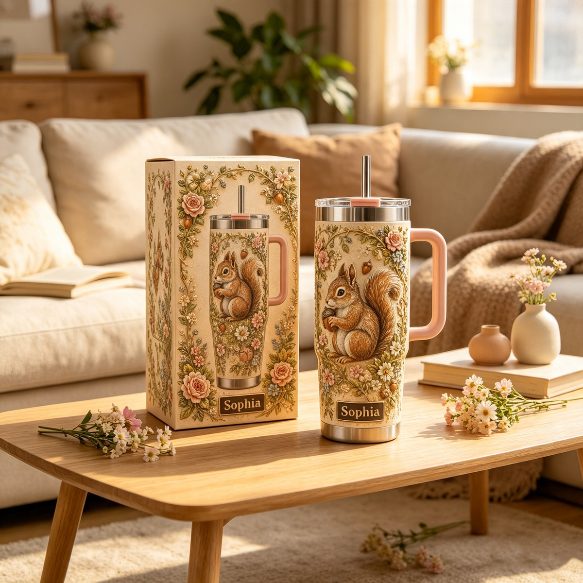 🐿️ Personalized Squirrel Garden Tumbler - A Cozy Woodland Cup for Nature Lovers