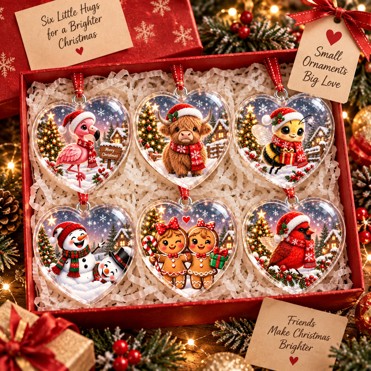 🎄 A Pocket Hug Christmas Crystal Ornament – Heart Shaped Keepsake Gift Card