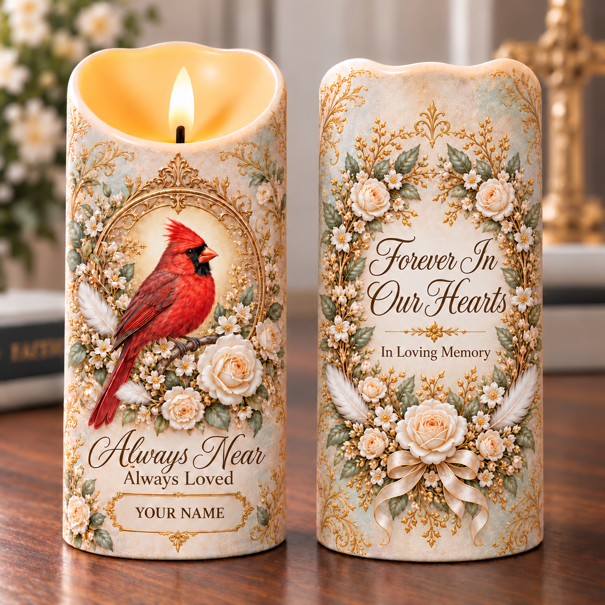 ✝️ 🕯️Personalized Flameless LED Candle – Faith & Memorial Keepsake