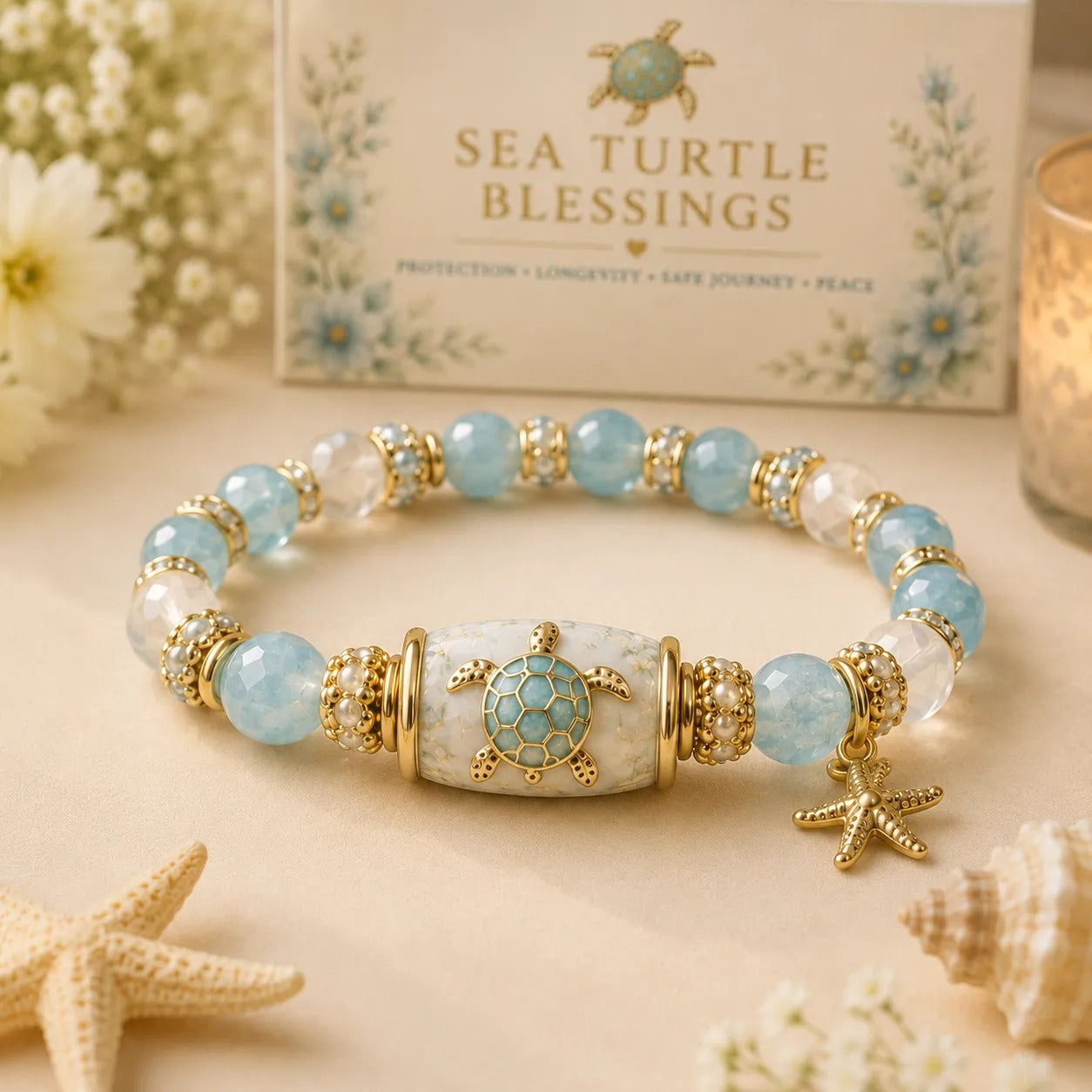 🐢 Sea Turtle Blessing Bracelet 🌊Custom message available on the gift box