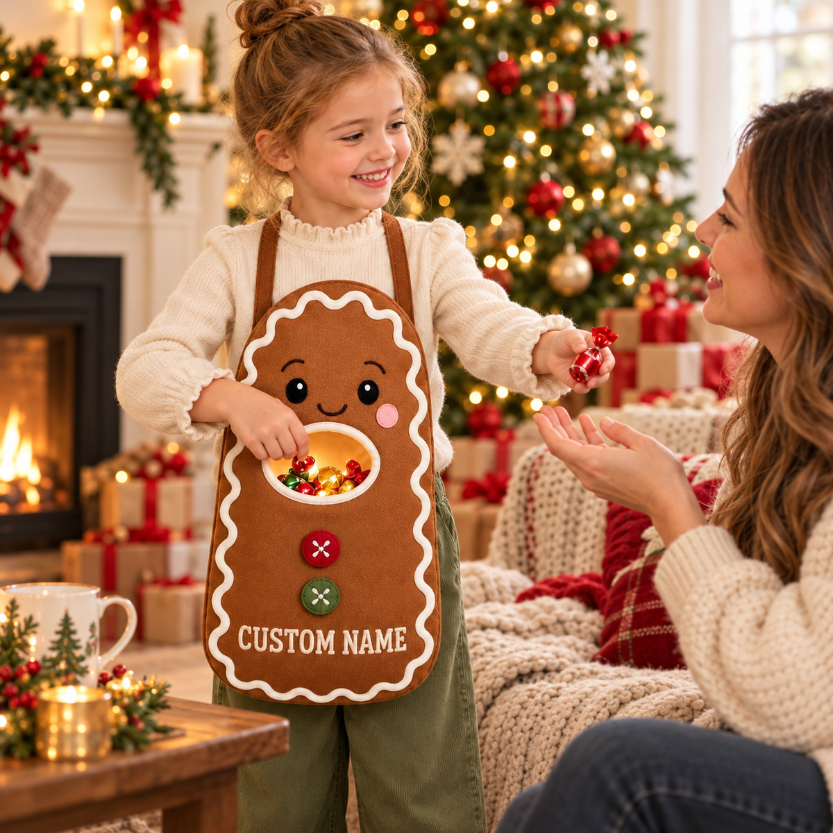 🎄🍬Personalized Christmas Candy Buddy Bag – Custom Name Kids Holiday Treat Bag