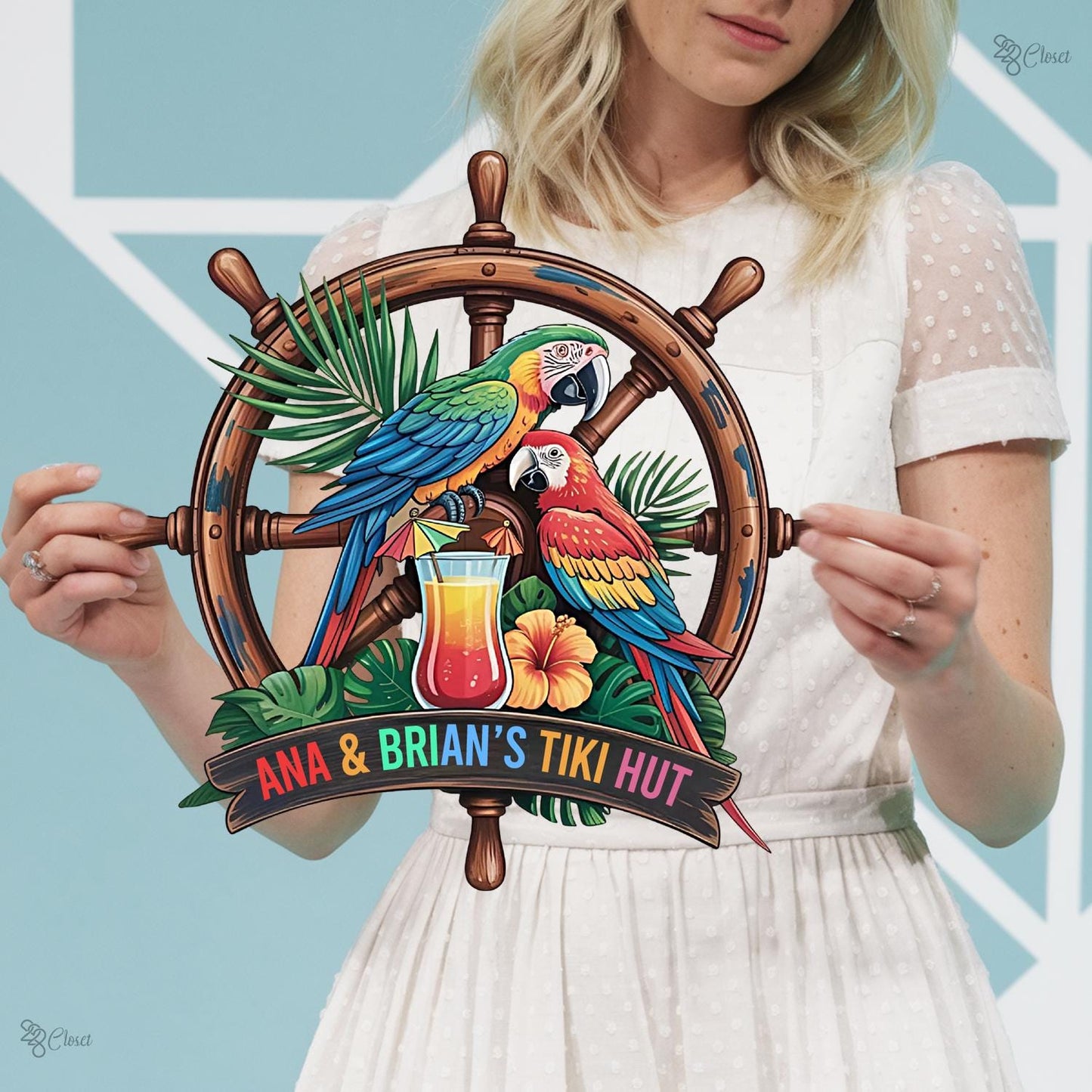 Custom Metal Tiki Bar Sign: Personalized Parrot Decor Home Bar Decor