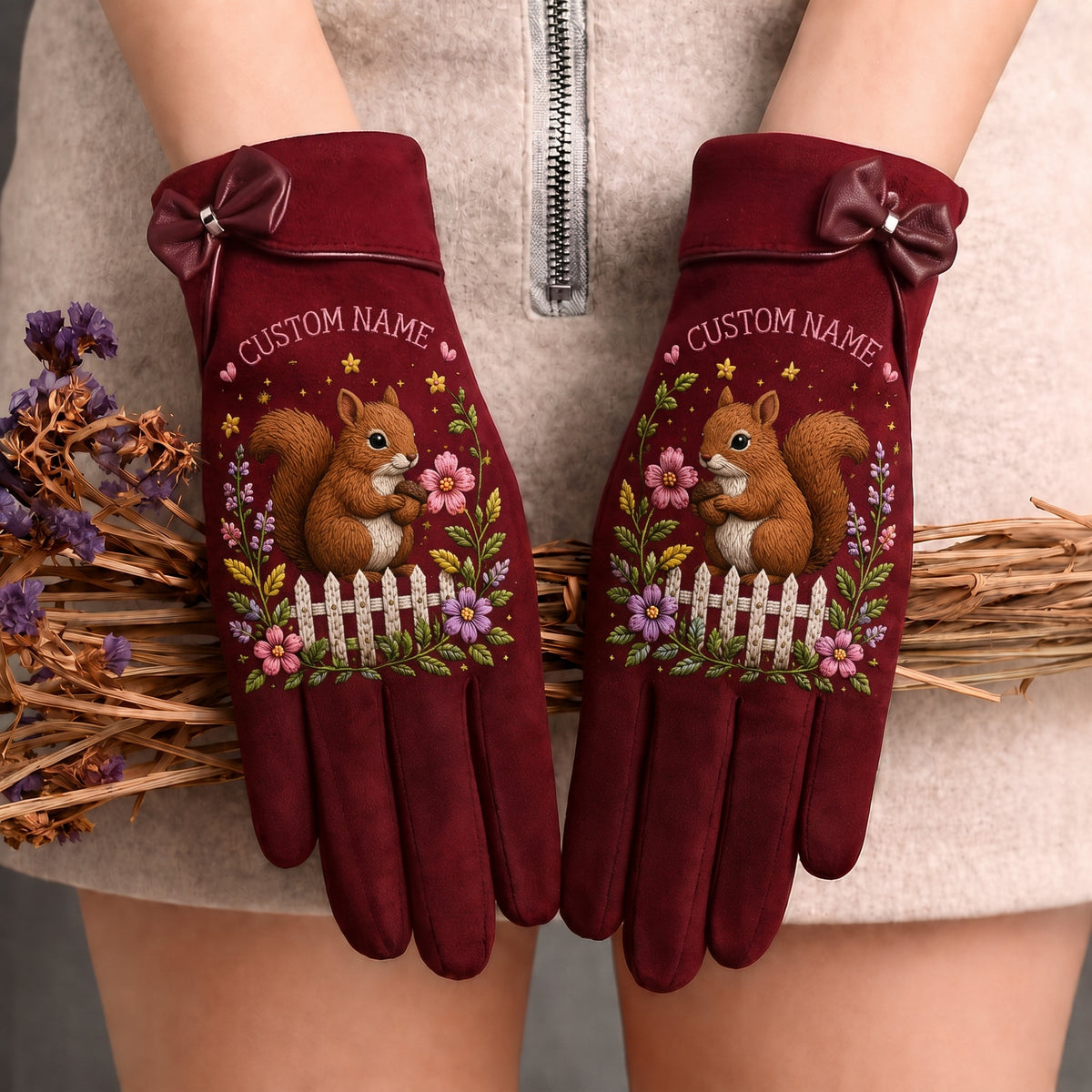 🌿 Personalized Floral Gardening Embossed Gloves – Perfect Gift For Her🌸