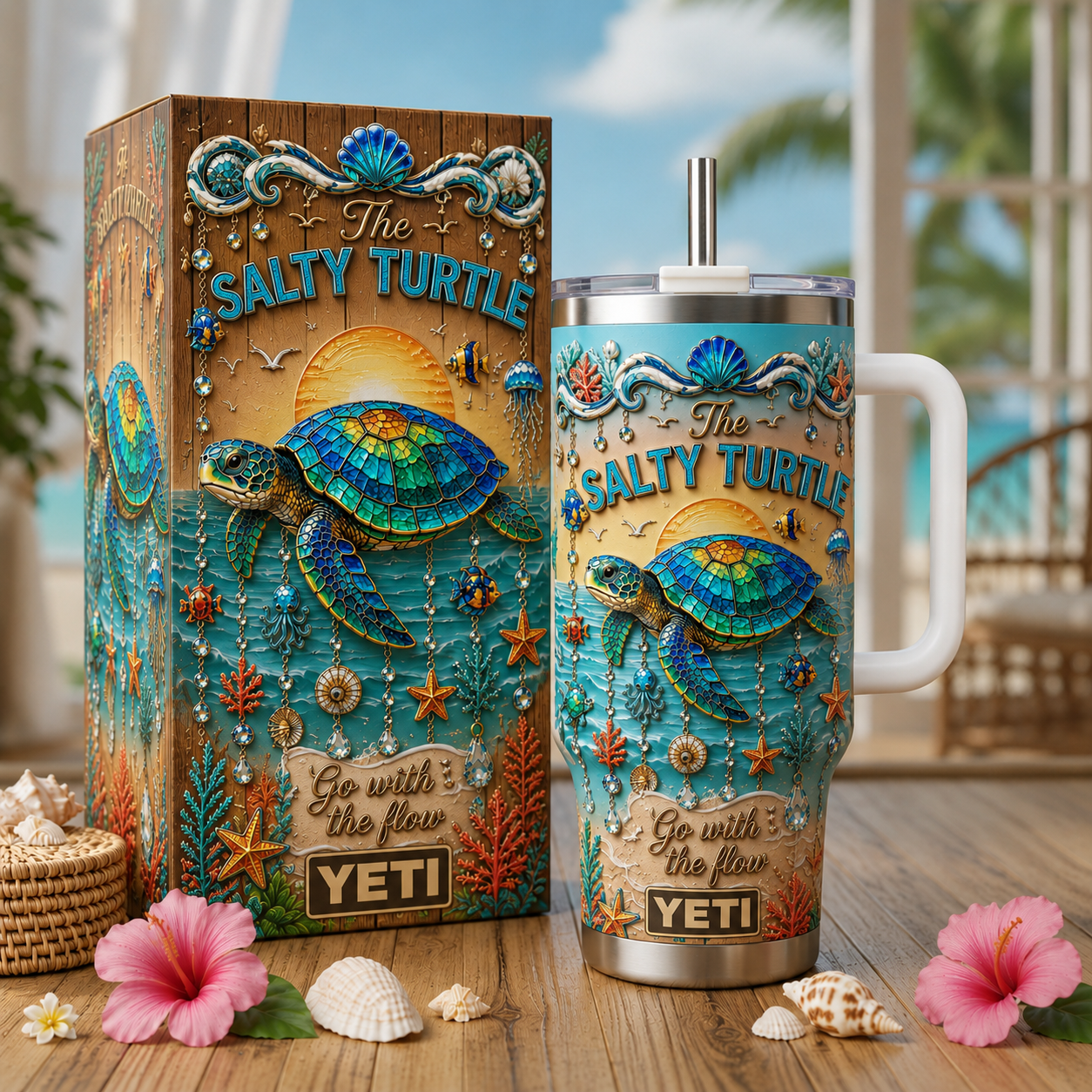 Personalized Sea Turtle Ocean Tumbler With Name