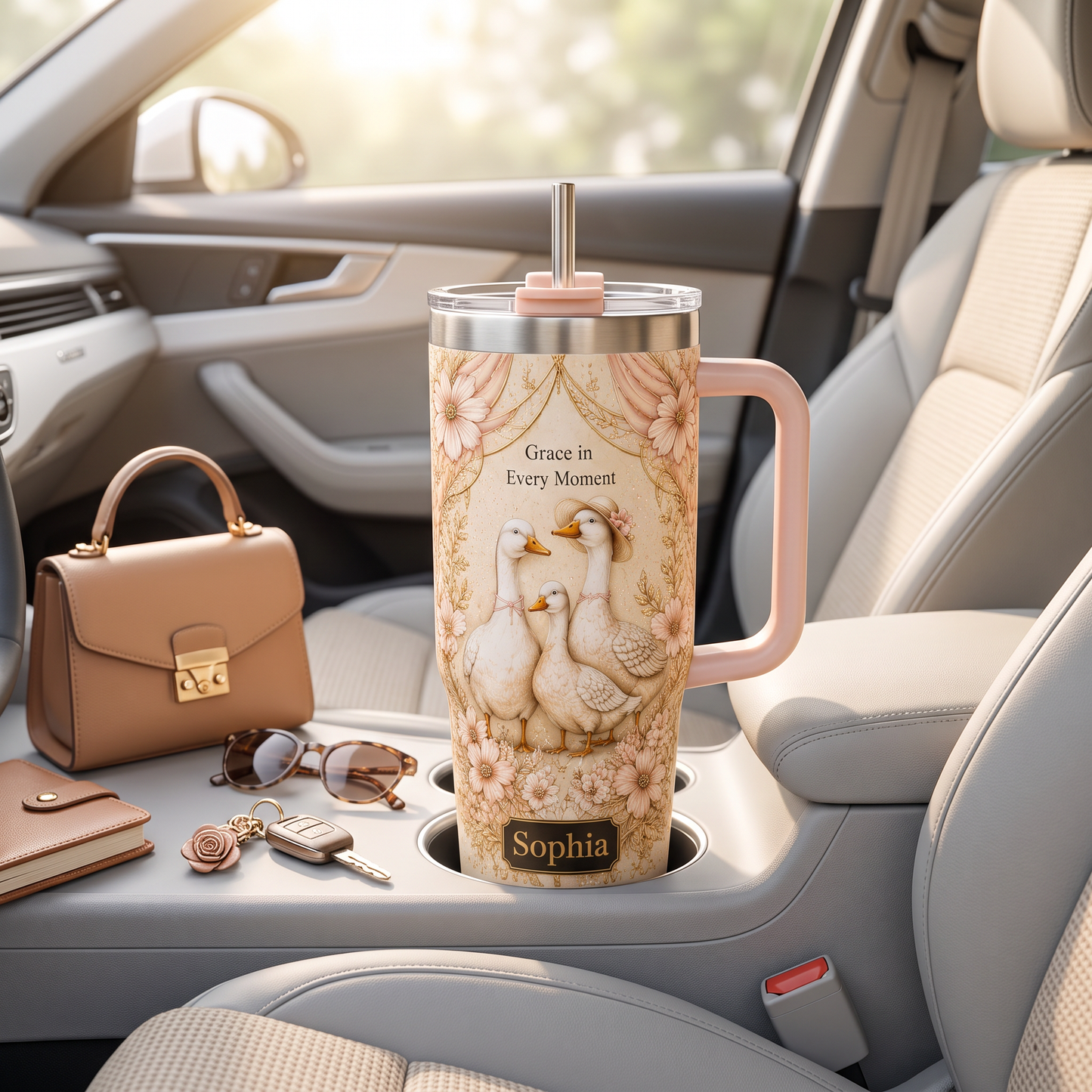 🦆 Personalized Graceful Duck Mom Floral Tumbler Gift For Duck Lover