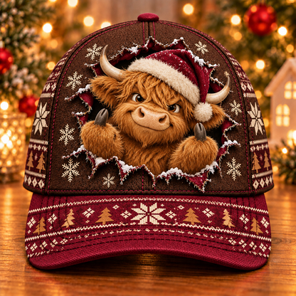 🎅 Funny Christmas Baseball Cap – Naughty Holiday Characters with 3D Illusion Print
