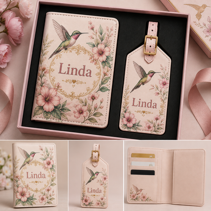 ✈️Personalized Travel Wallet and Luggage Tag Set – Personalized Gift for Her🎁