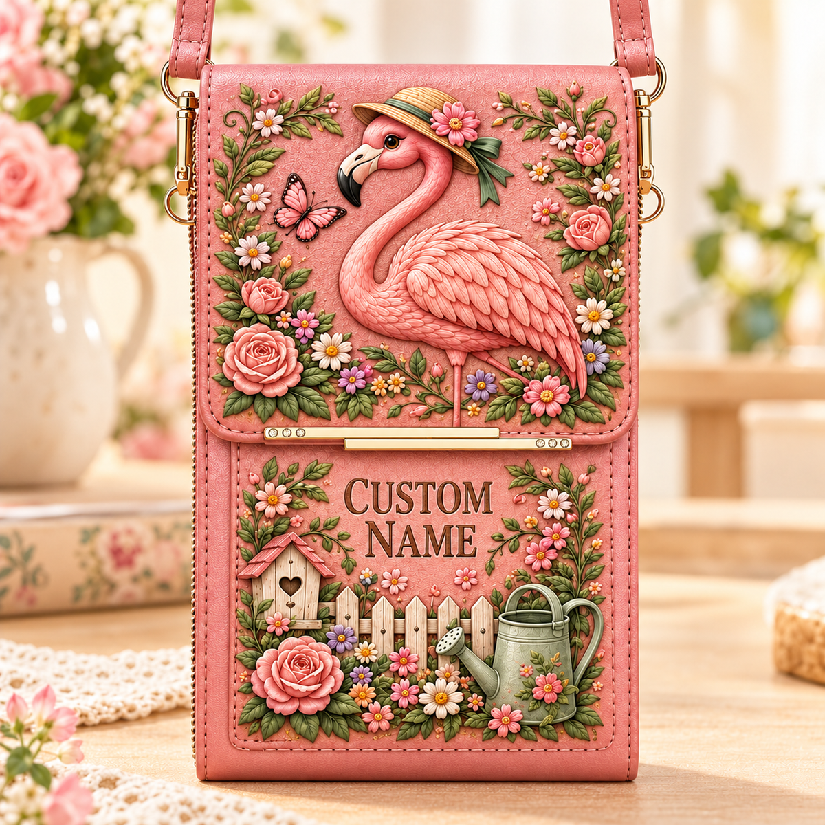 🌸 Personalized Floral Touchscreen Phone Crossbody Bag
