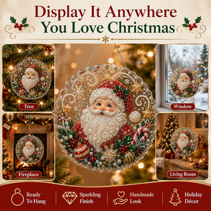 🔥Last Day 49% OFF - ✨ Christmas Pearl Diamond Art Hanging Ornament Kit | Luxury Flocked Canvas with Scratch-Resistant Non-Fading Pearl Beads DIY Handmade Holiday Hanging Decor 🎅💎
