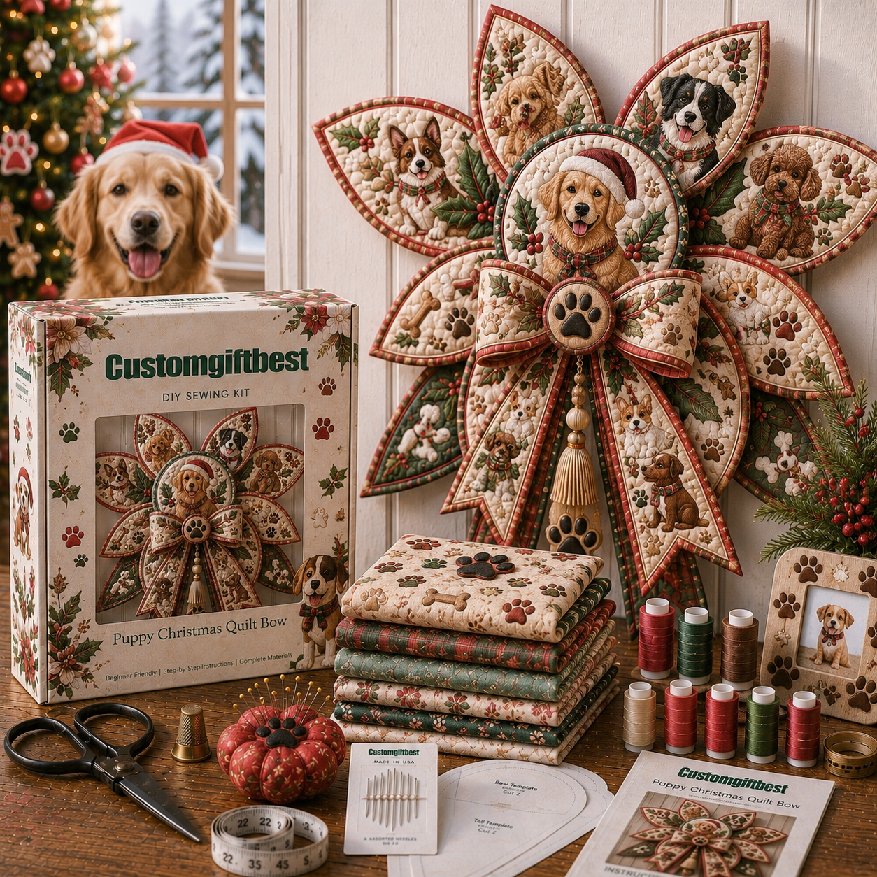 Pets Quilt Bow DIY Sewing Kit