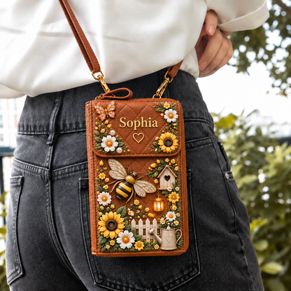Personalized Garden Crossbody Phone Bag, Floral Animal Purse Gift for Her