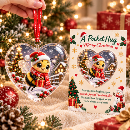🎄 A Pocket Hug Christmas Crystal Ornament – Heart Shaped Keepsake Gift Card