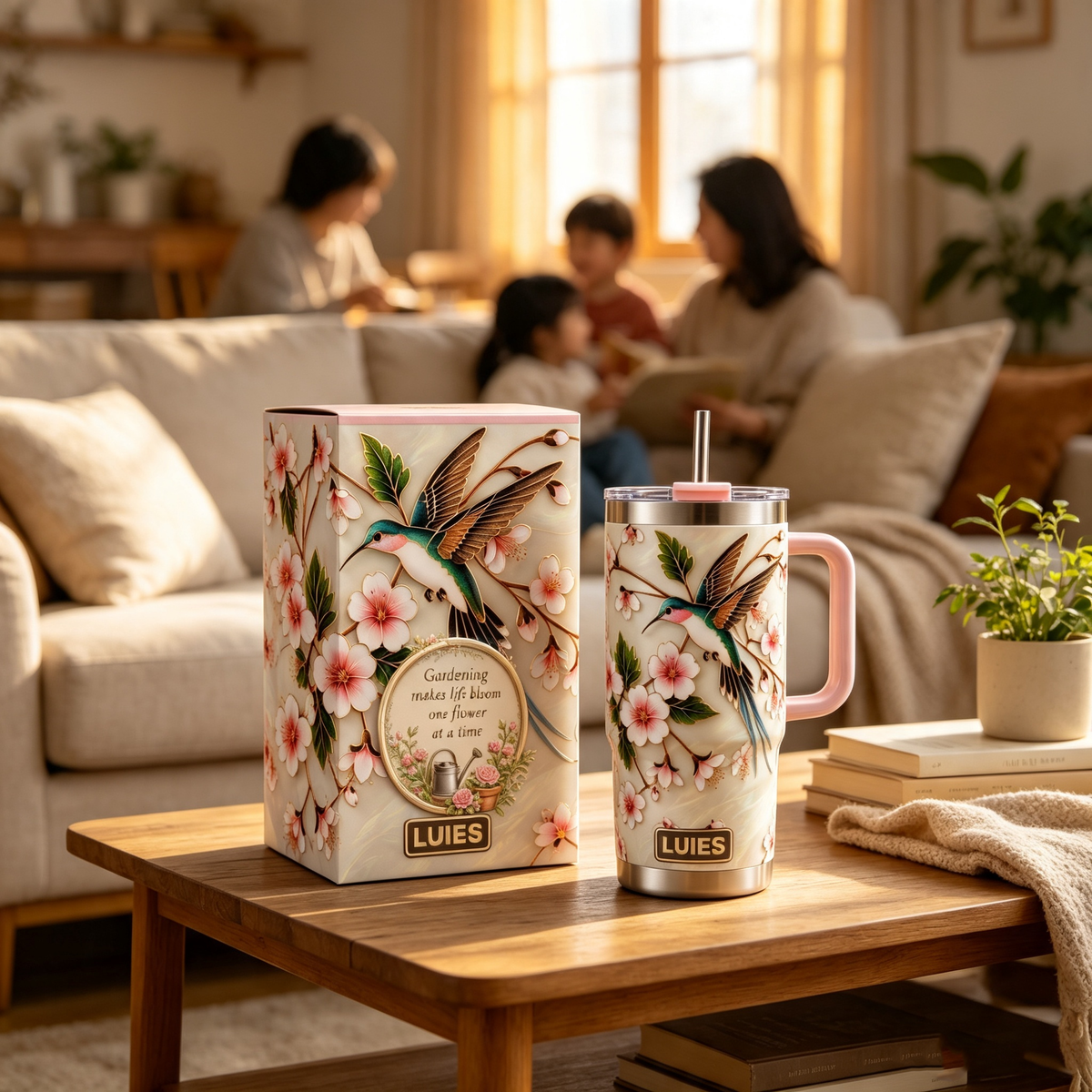 🌸 Personalized Hummingbird Pink Garden Tumbler