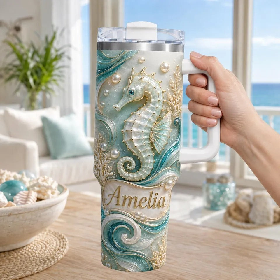 Personalized Seahorse Tumbler With Name