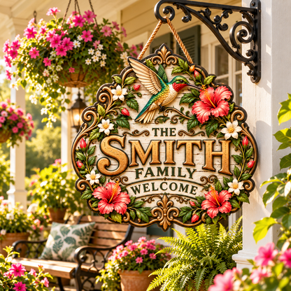 Personalized Garden Family Welcome Sign – Custom Last Name Garden Door Hanging Sign