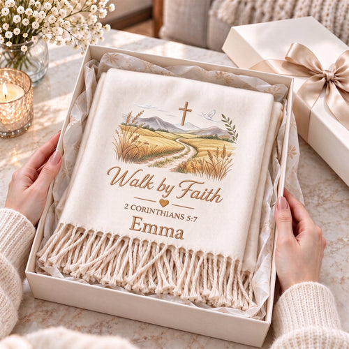 Wrapped in Faith — Personalized Name & Bible Verse Winter Scarf