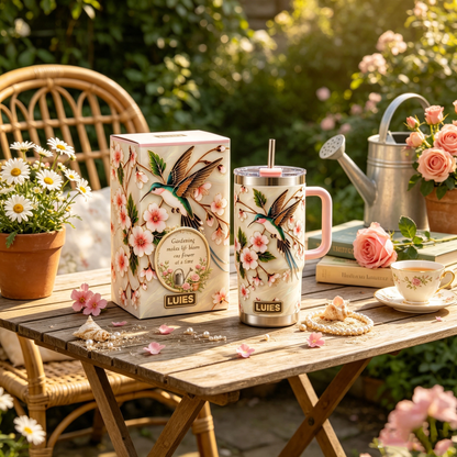 🌸 Personalized Hummingbird Pink Garden Tumbler