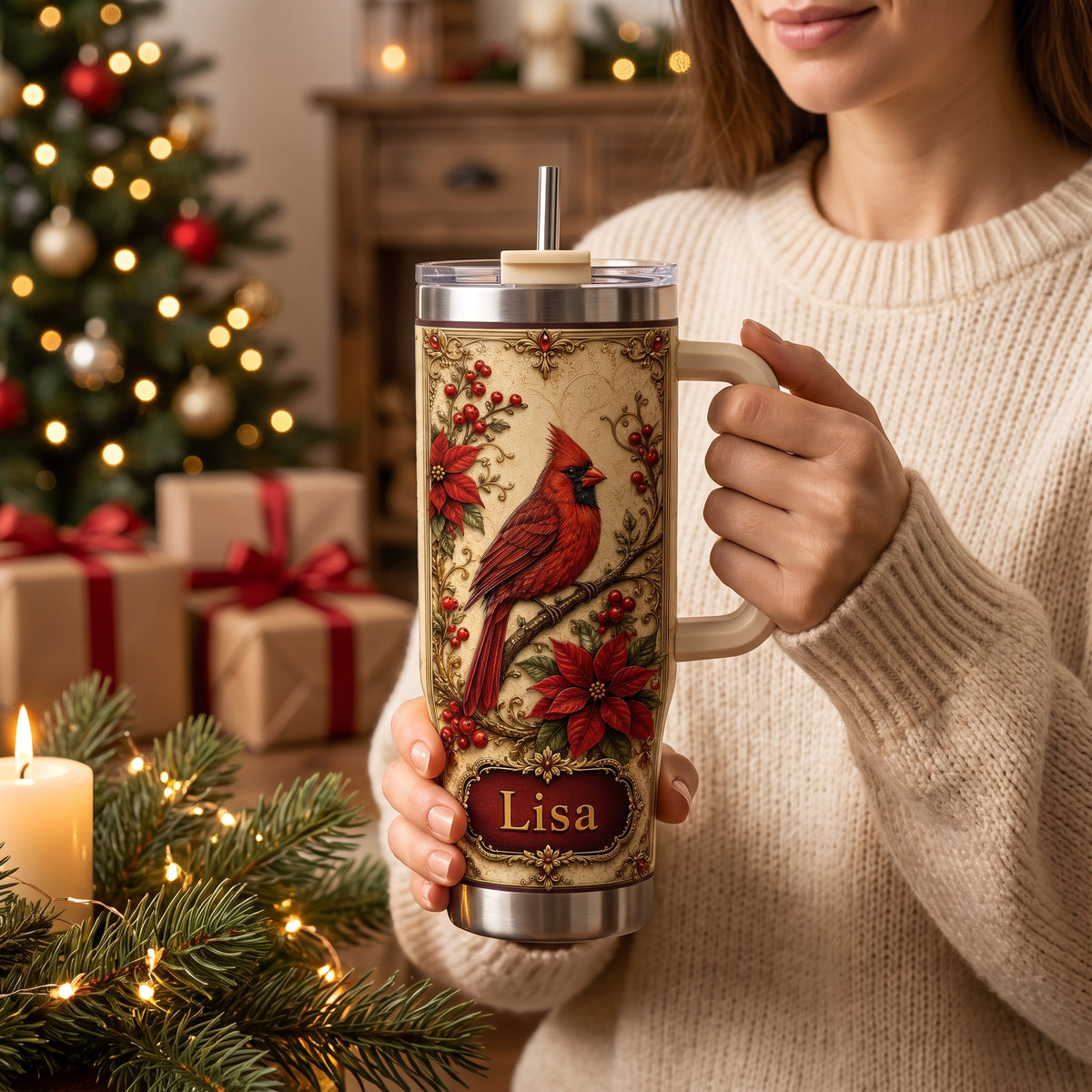 Personalized Cardinal Memorial Gift Tumbler For Women🐦