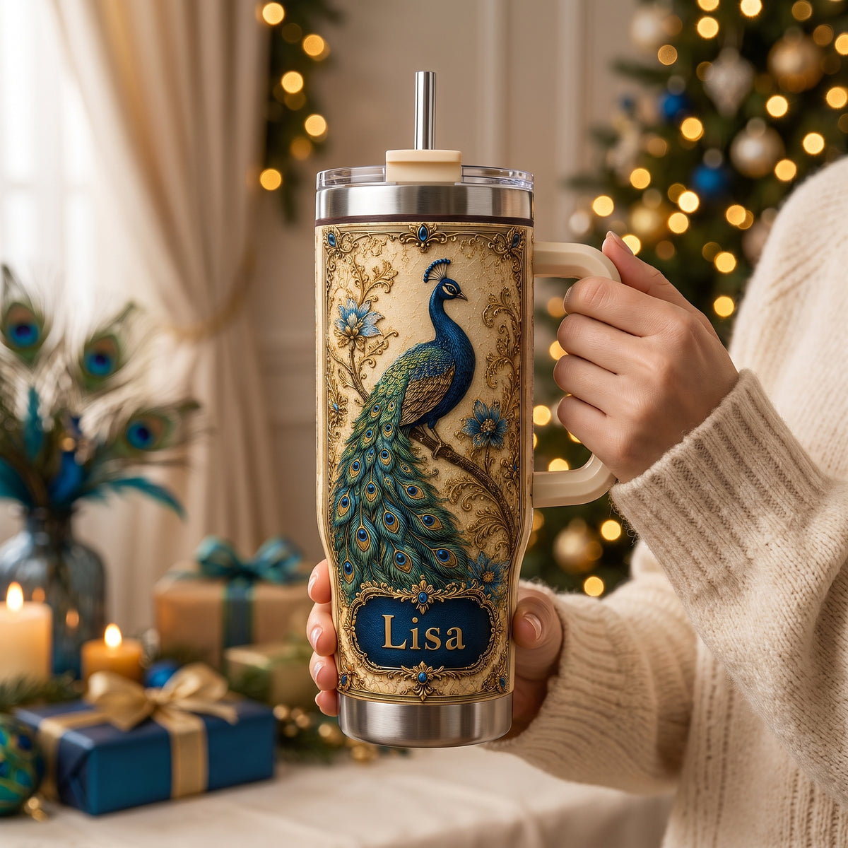 Luxury Peacock Personalized Tumbler Gift For Her🦚