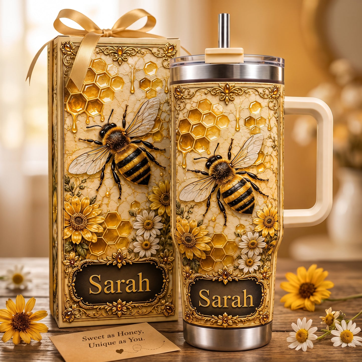 Personalized Bee & Honey Tumbler