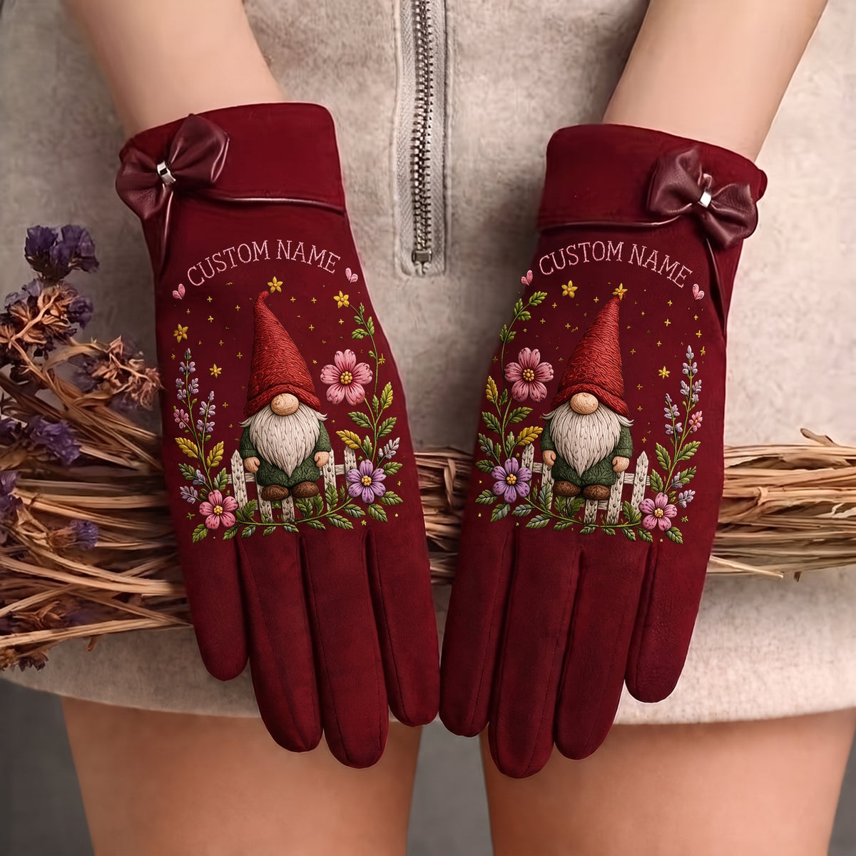 🌿 Personalized Floral Gardening Embossed Gloves –  Perfect Gift For Her🌸