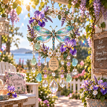 🌸 Garden Sea Glass Crystal Suncatcher