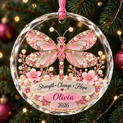 🎀 Personalized Pink Ribbon Animal Ornament