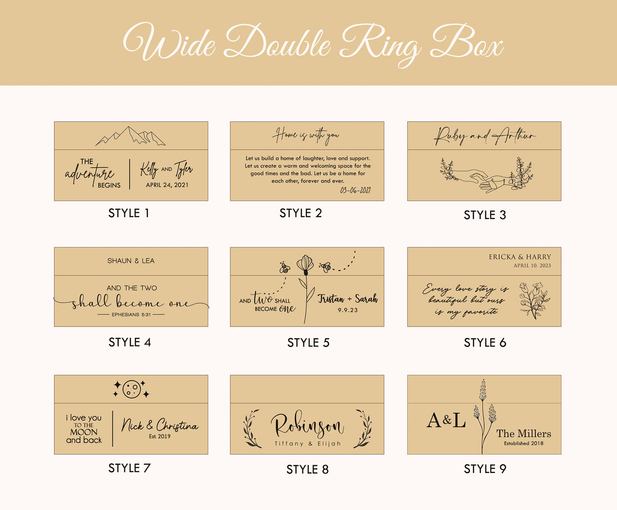Wide Double Ring Box, Unique Proposal Gift for Her