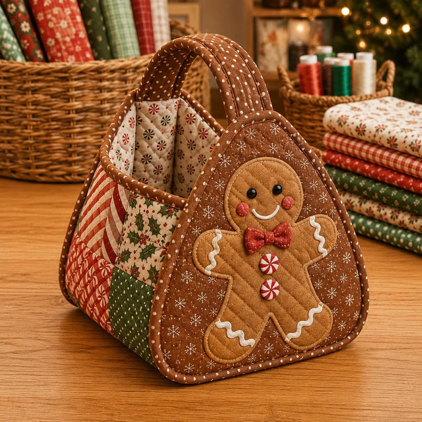 🎄Christmas Quilted Carry Basket Sewing Kit