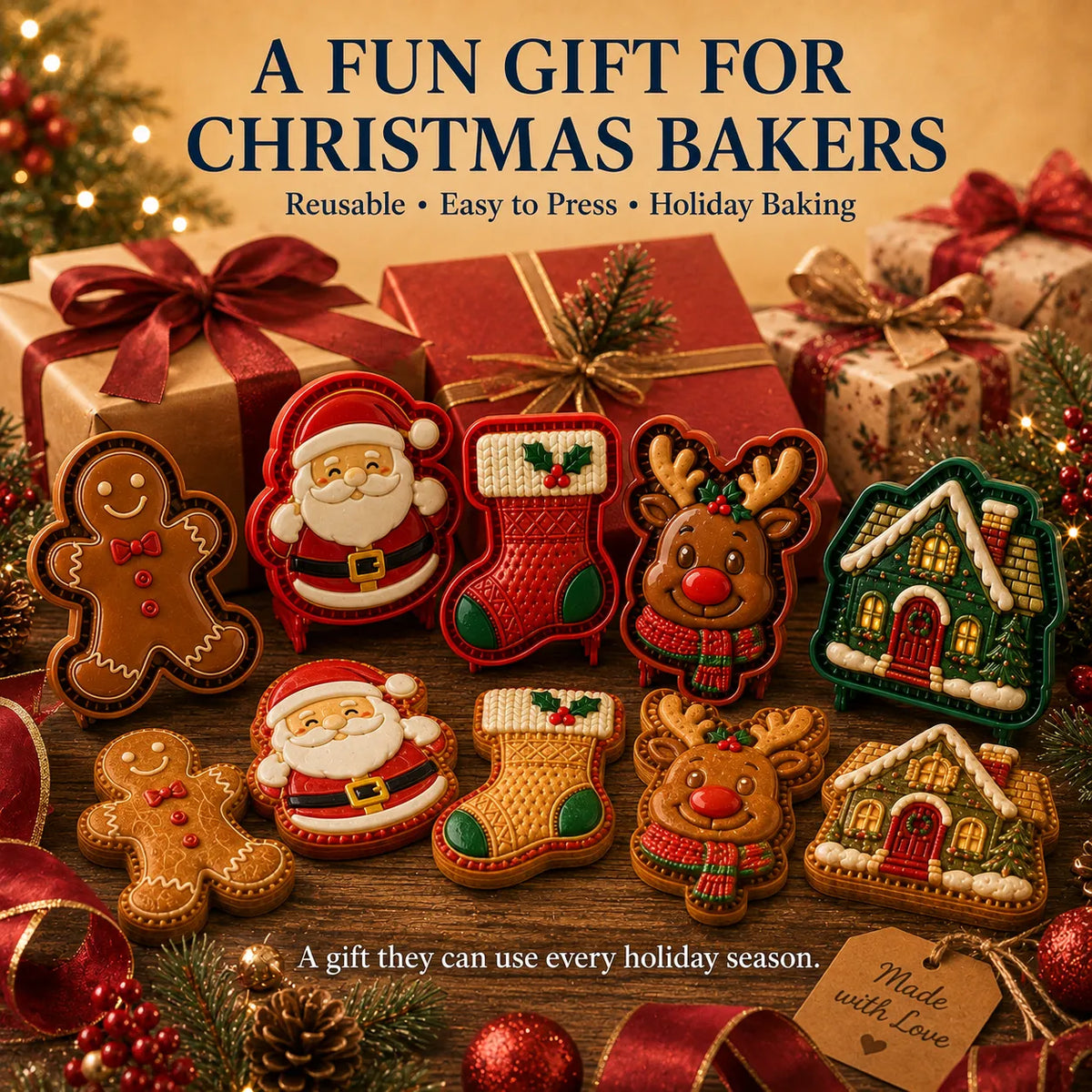 🎄 Christmas Mini Pie Moulds – 8 Festive Embossed Designs