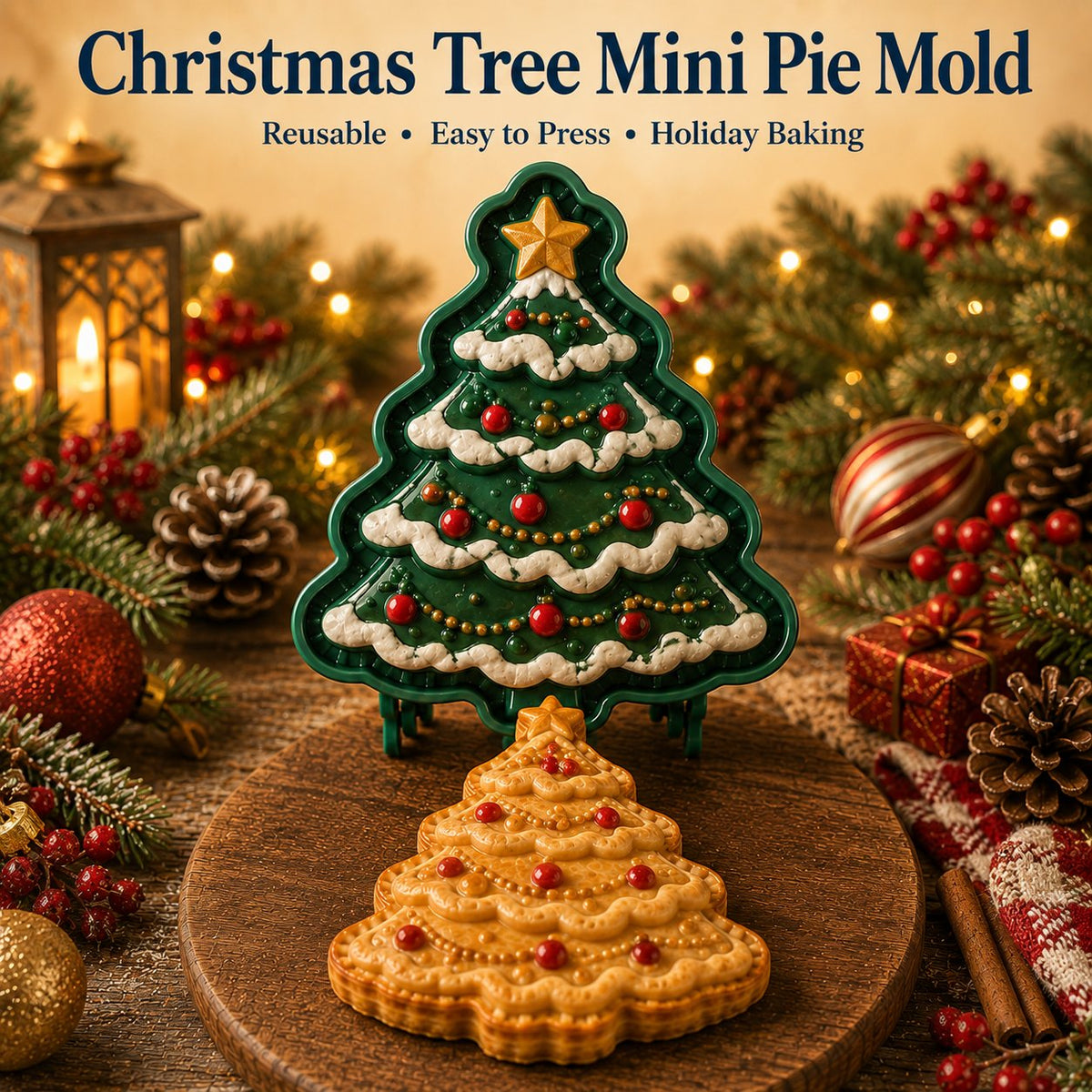 🎄 Christmas Mini Pie Moulds – 8 Festive Embossed Designs
