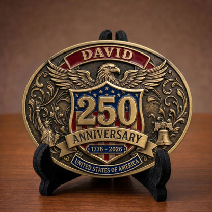 🦅 Personalized 250th USA Anniversary Belt Buckle