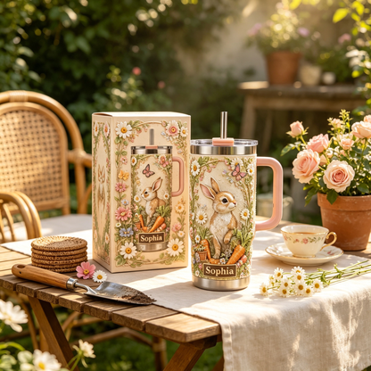 🐰 Personalized Bunny Garden Tumbler - A Sweet Garden Inspired Cup for Her