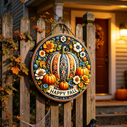 Fall Pumpkin Door Sign – Cozy Autumn Welcome Decor 🍂