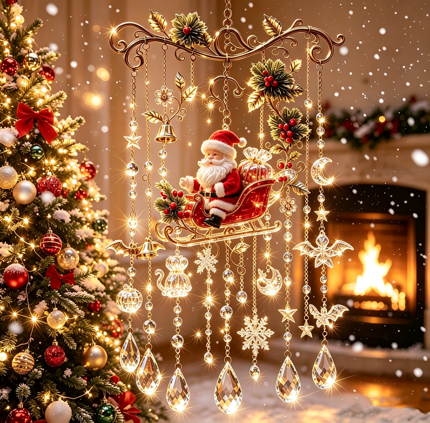 ✨ Christmas Crystal Wind Chime – Light Up Your Holiday Magic