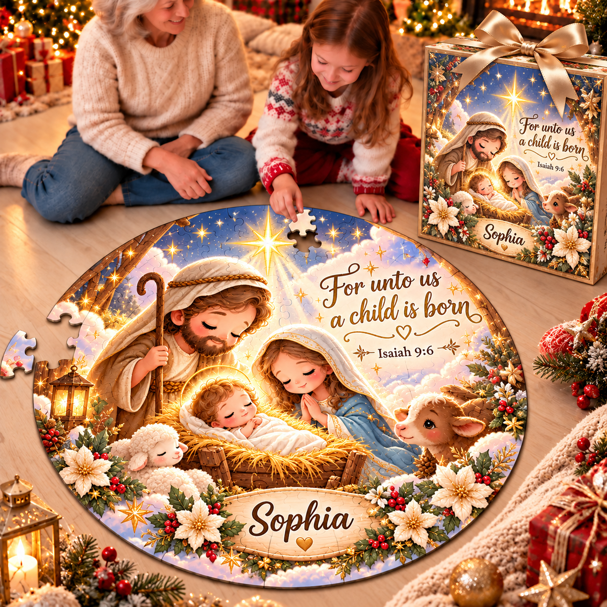 🧩Personalized Christmas Puzzle Gift Set – Custom Name Holiday Keepsake Puzzle🎄