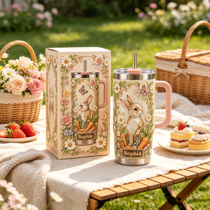 🐰 Personalized Bunny Garden Tumbler - A Sweet Garden Inspired Cup for Her