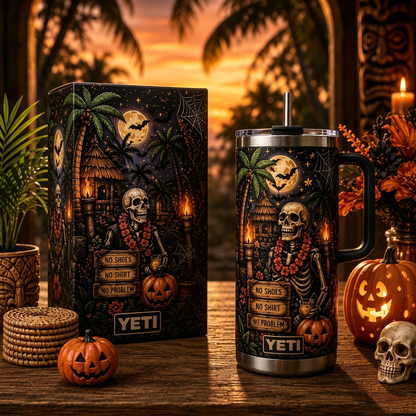 🎃 Personalized Halloween Skull 40oz Handle Tumbler