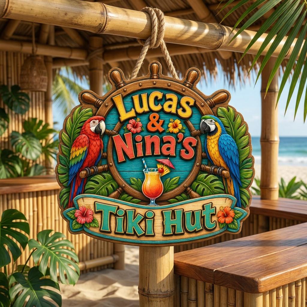 Custom Tiki Hut, Backyard Pool Sign, Beach House Wall Decor